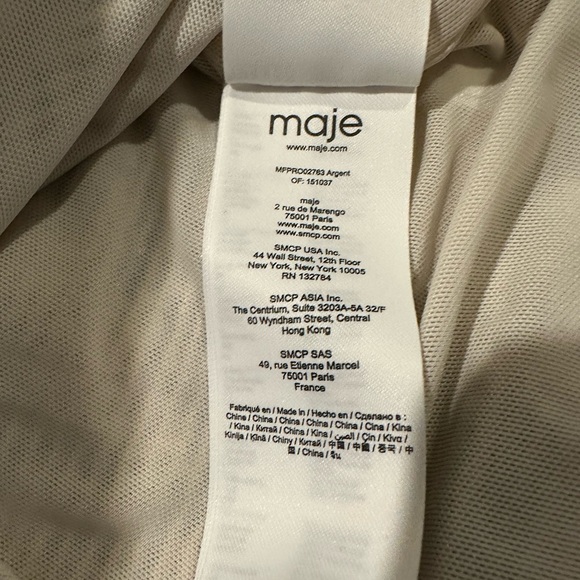 Maje Elegant Blue and Cream Long Sleeve Dress - Picture 5 of 6